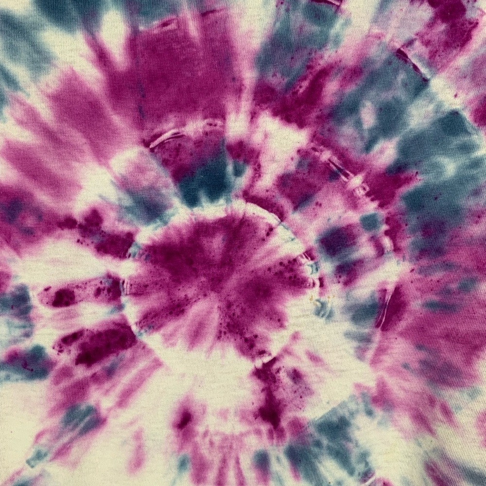 Handmade Tie Dye Tee Shirt Purple Blue & White - Picture 4 of 8